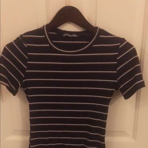 Striped Crew Neck Short Sleeve Bodysuit